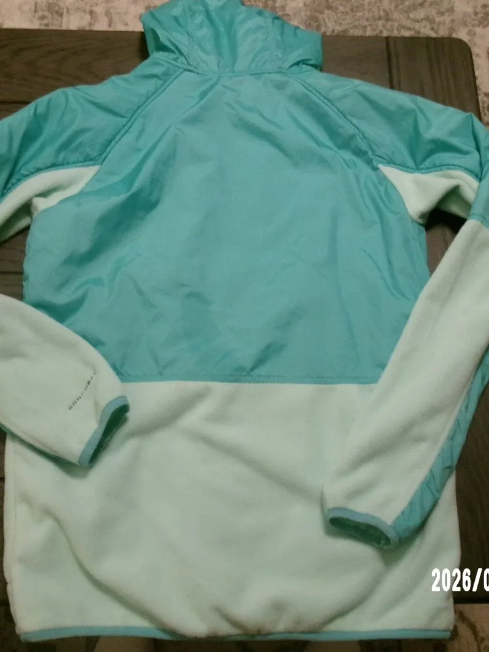Columbia Jacket Youth XL 18 Mint Green Fleece Full Zip Front Hooded Cold Gear EX